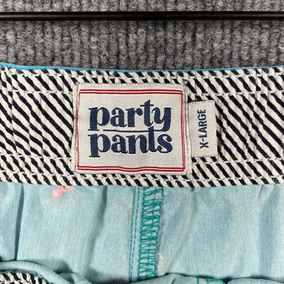 Party Pants Swim Trunks Men's XL Blue/Pink Flamingo AOP Geometric Stretch Swim - Picture 6 of 12